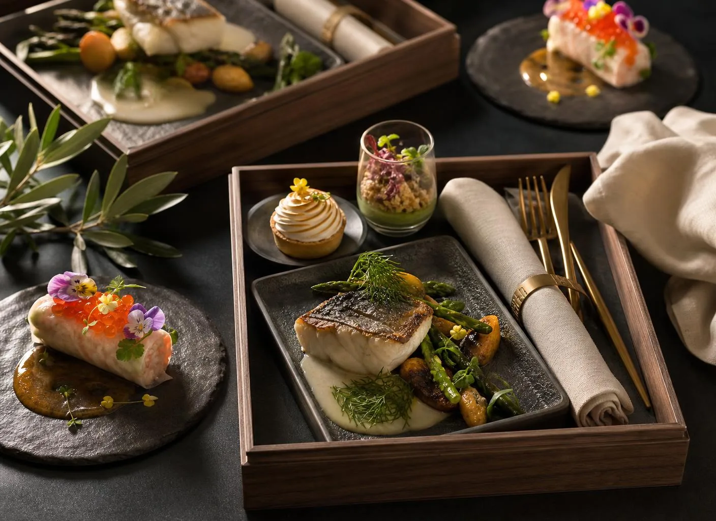 Plateaux repas gastronomiques pour déjeuners d'entreprise et séminaires, préparés par Les Temps Gourmands, traiteur à Pont-l'Abbé (Pays Bigouden, Finistère)